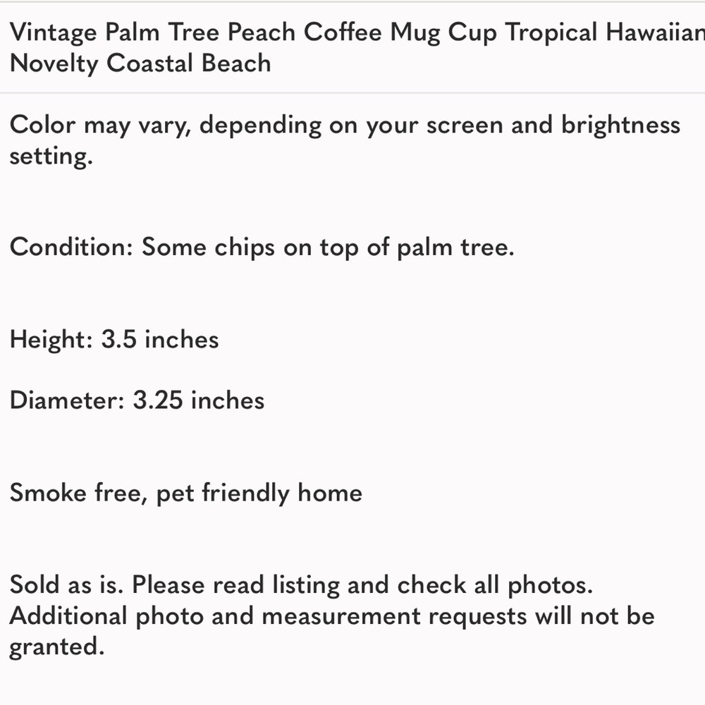 Vintage Palm Tree Peach Coffee Mug Cup Tropical Hawaiian Novelty Coastal Beach - Picture 8 of 9